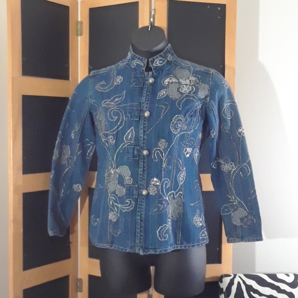 Chicos Sequin/Embroidered Denim Jacket - Picture 5 of 16